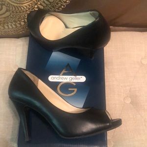 ANDREW GELLER, 7.5, black, Peep Toe Pumps